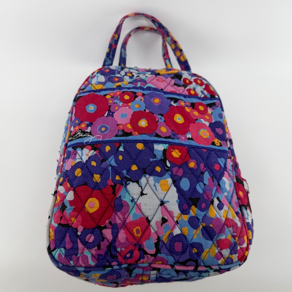 Vera Bradley Lilli Bell Quilted Floral Lunch Bag Insulated Tote Purple Pink